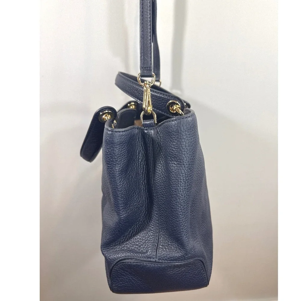 Michael Kors Annabelle Pebbled Leather Tote Crossbody Shoulder Bag Navy NWOT‎